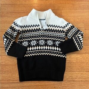 NWT The Children's Place Boys Quarter Zip Sweater with a fairisle pattern